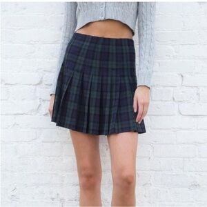 Brandy Melville Navy and Green Checkered Mini Skirt